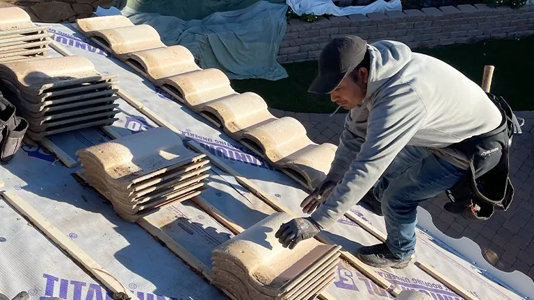 New roof installation in progress in Gilbert, Arizona